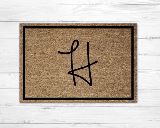 Initial Framed Doormat Rug, Personalized Door Mat, Welcome Engagement Gift, Wedding Housewarming Fall Decor, Christmas Gift
