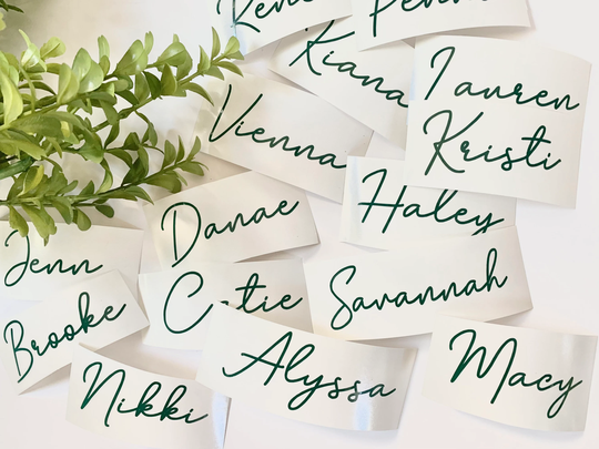 Champagne Flute Wine Glass Tumbler Name Decals | Custom Stickers To Personalize Any Smooth Hard Surface Vinyl Decals