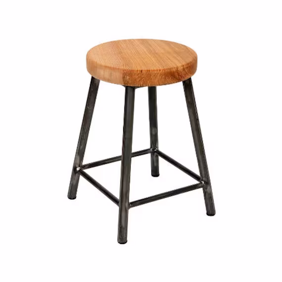 Rosie Ashton - Low Chunky Round Frame Bar Stool With Ash Seat
