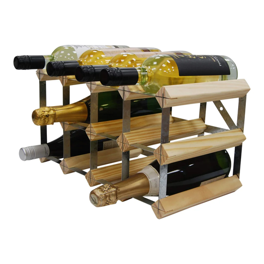 Sadler 12 Bottle Solid Wood Floor Wine Bottle Rack in Natural Pine