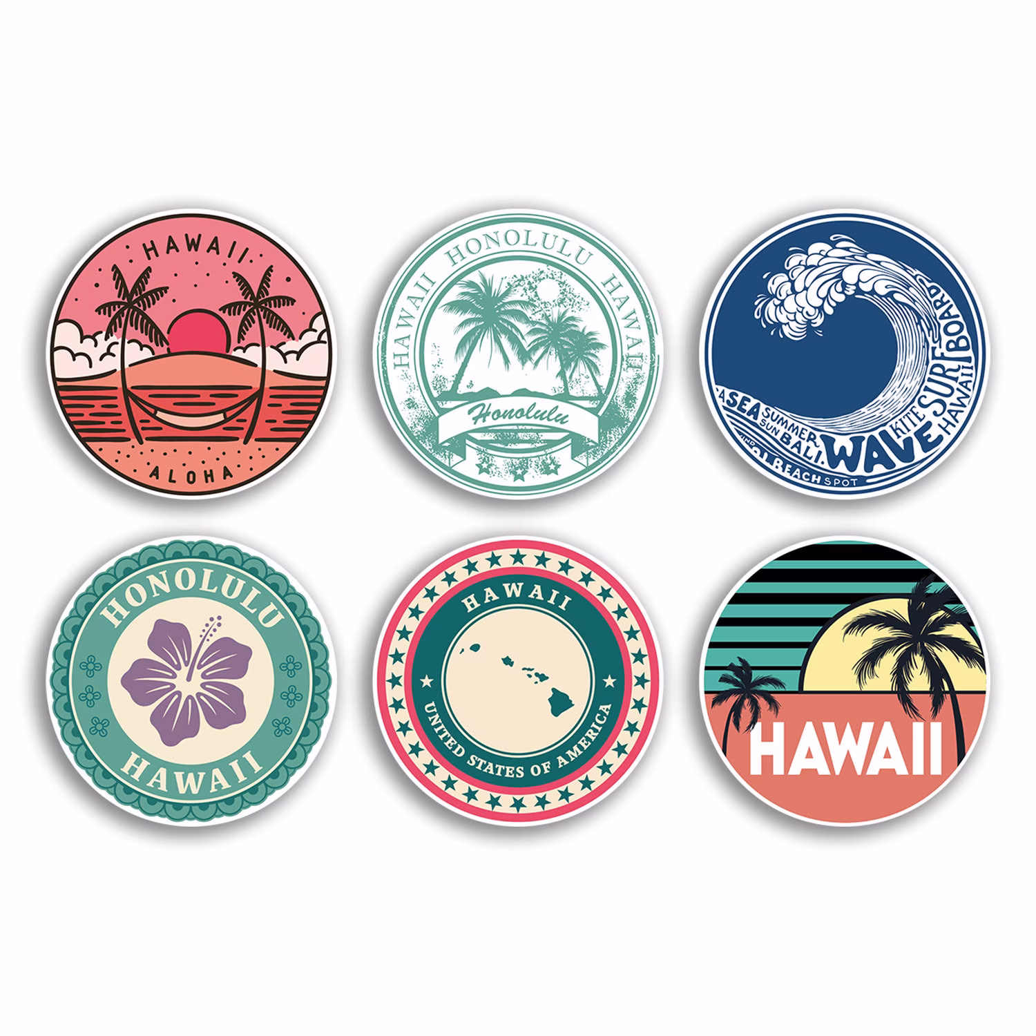 6 X 10cm Hawaii Vinyl Stickers - Honolulu Us Usa State America Travel Map Flag Holiday Luggage Men Women Boys Girls Design Gift #78832