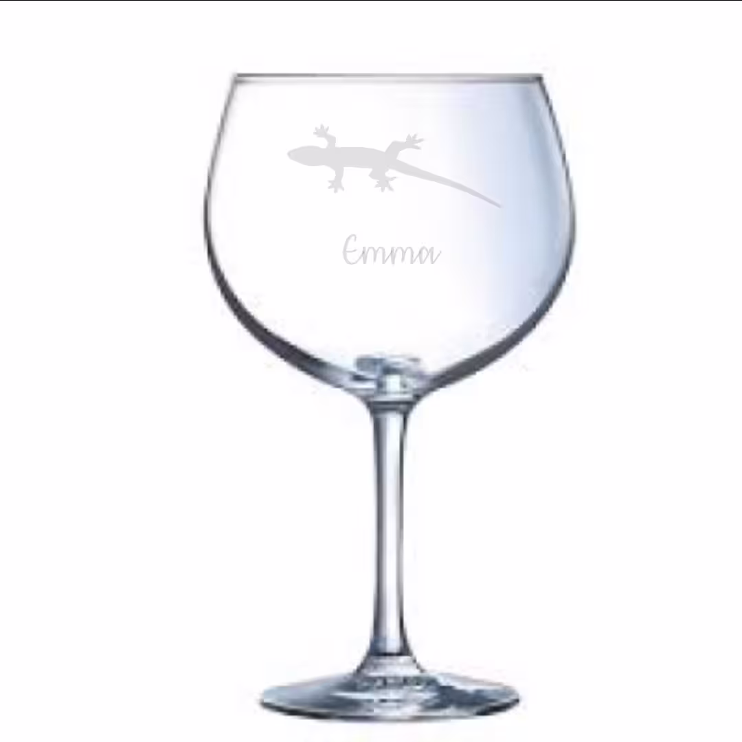 Personalised Lizard Engraved Gin Glass, Gift, Gifts, Lover