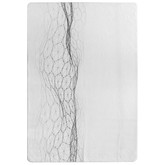 Stephenson Futuristic Digital Landscape Designer Shaggy White Rug