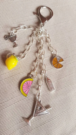 Gin & Tonic Purse Charm. Cocktail Theme Zip Pull For Handbag. Unique Gift Gin Drinker. Gifts Under 20. Bag Decoration Attach To Zipper