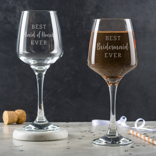 Personalised Best Ever Bridesmaid Wine Goblet - Personalized Wedding Gifts Unique Engraved 400Ml Glass