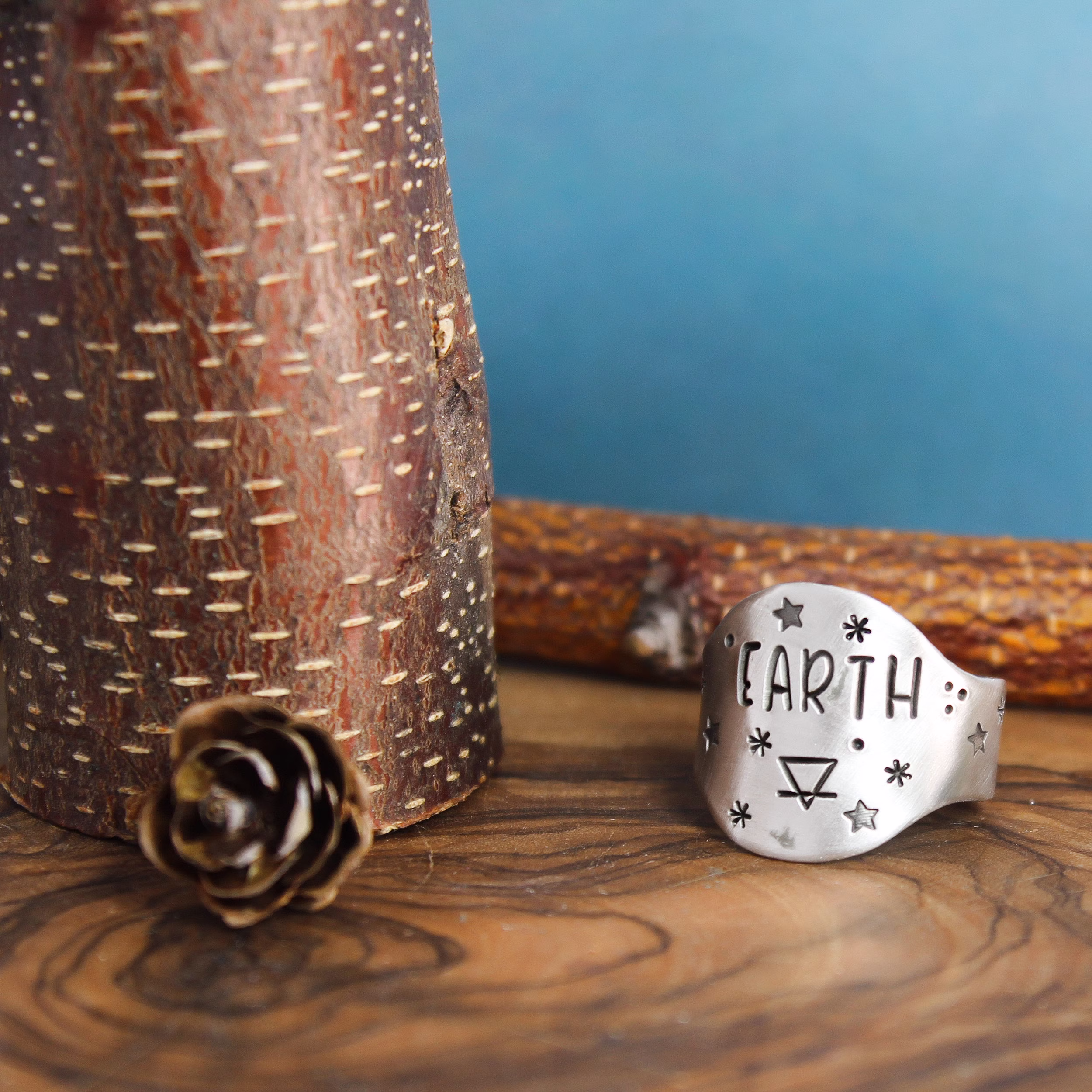 Earth Element Ring, Witchcraft Celestial Capricorn Jewelry, Witchy Wicca Ring