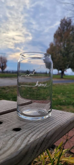 Etched Kentucky Home Drinking Glass - Drinkware Gift Coffee & Beer