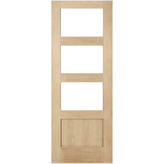 Beecontree Oak Shaker 3 Light 1 Panel Clear Glass Internal Door