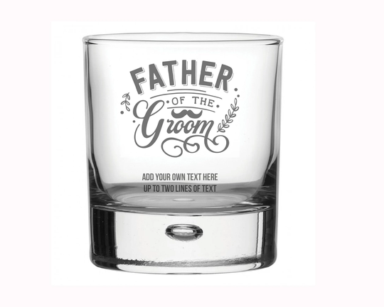 Personalised Whiskey Glass, Father Of The Groom Gift, Engraved Tumbler, Wedding Day Gift For Groom, Custom Whisky Glass
