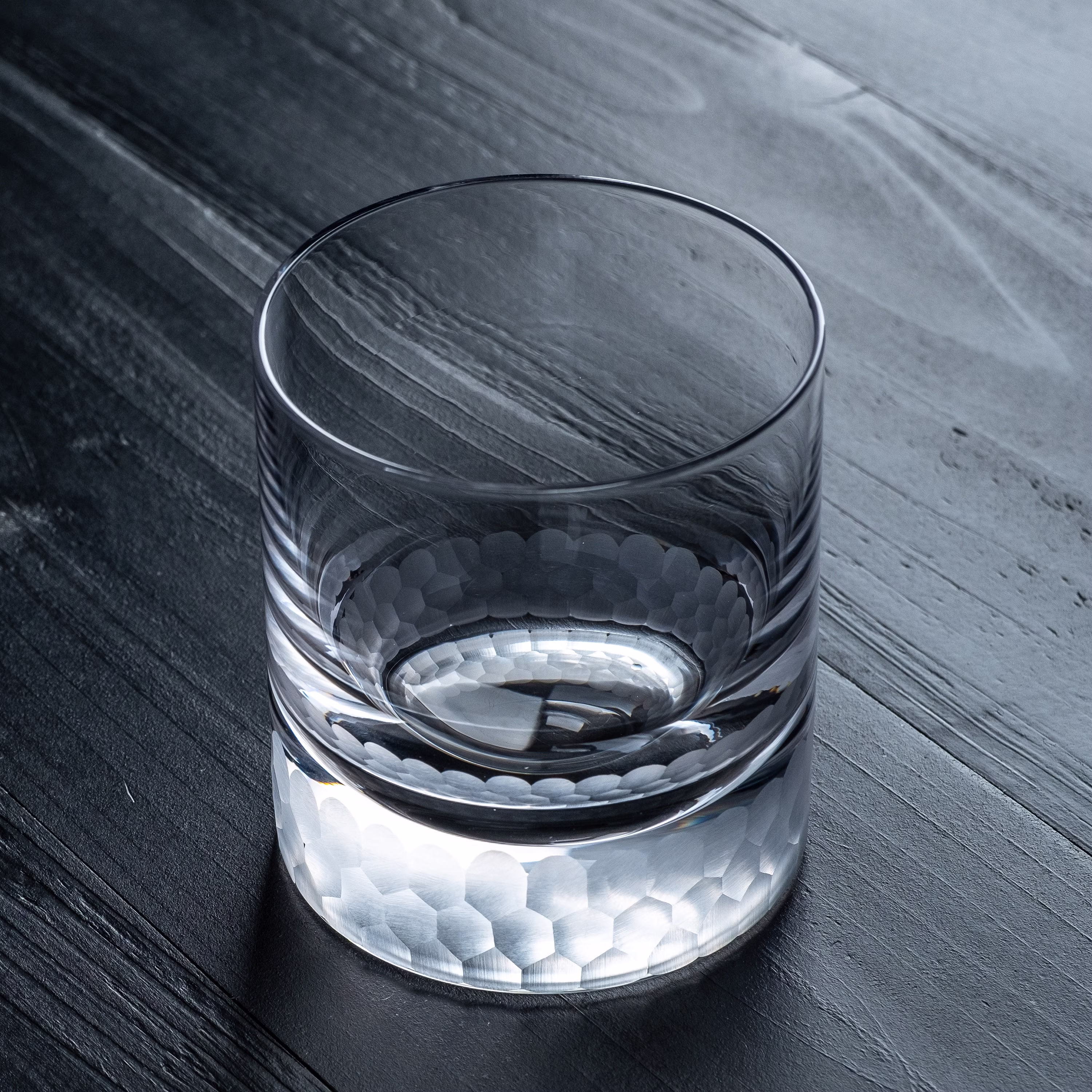 Hand Blown Honeycomb Hammered Etched Whiskey Glass Set - Crystal Whisky Glasses 12-Ounce Double Old Fashioned Rocks Tumbler Weighted