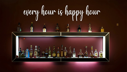 Every Hour Is Happy 3D Sign Made in Wood Or Acrylic Scandinavian Pub Bar Art Large Wood Letters V049