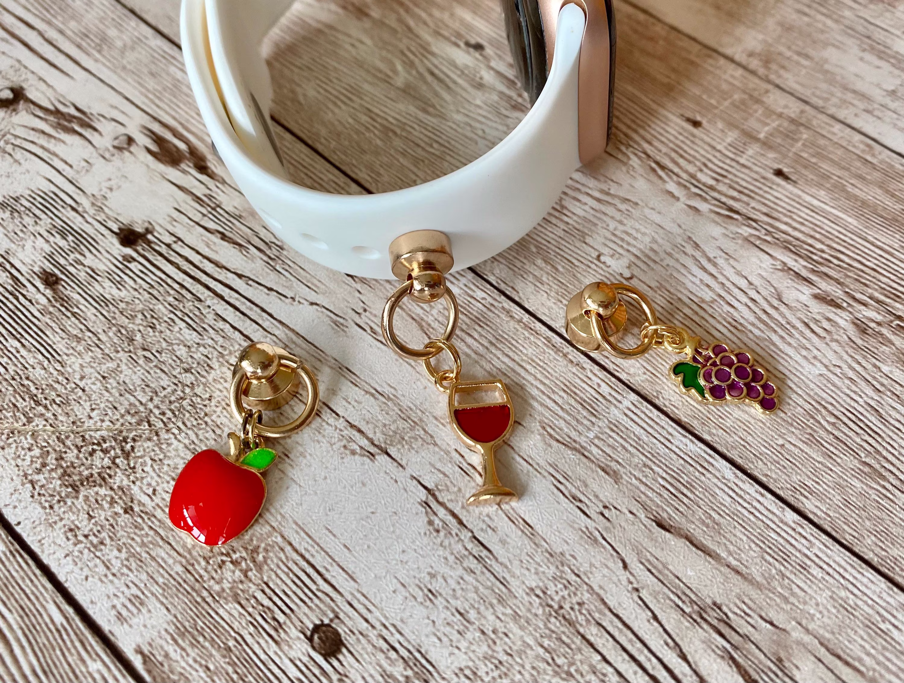 Watch Charm, Grape Apple Wine Charm Bracelet, Smart Charms, Band Cute Fruit Unique Gifts