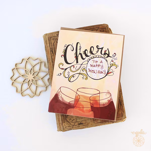 Cheers Holiday Card - Holiday Card, Christmas Cheers Card, Boxed Set