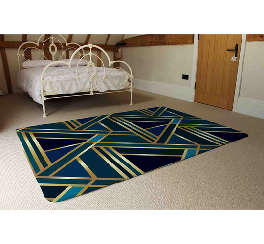 Pierson Shaggy Teal/Gold Rug