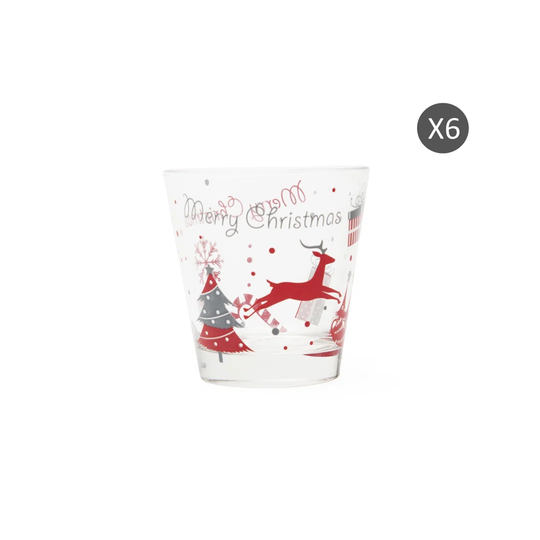Set Of 6 Glasses Merry Christmas