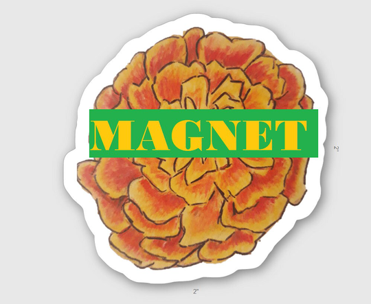 Marigold Magnet, Refrigerator Magnets Fridge Magnets, Cute, Art, Gift Ideas, Kitchen Decor, Fun Gift, Party Favors
