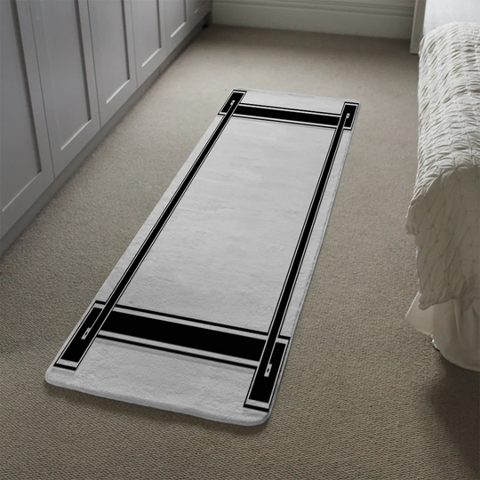 Hughley Greek Frame Designer Shaggy Grey/Black Rug