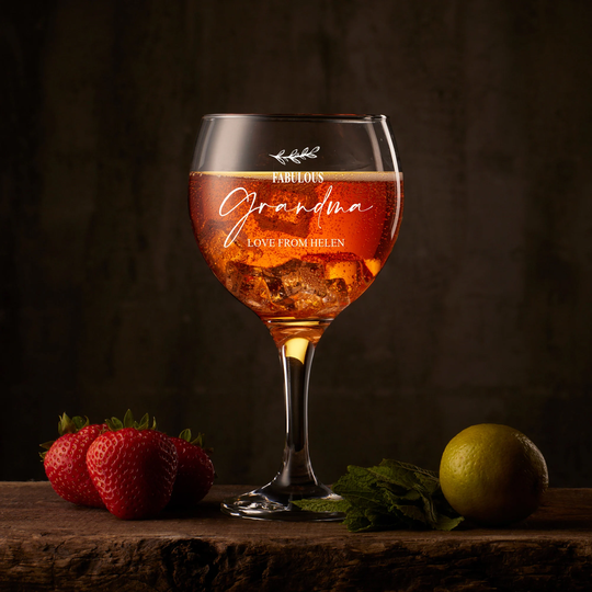 Personalised Grandma Gin & Tonic Glass With Sentiment Gift Boxed