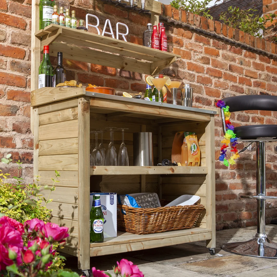 Chatham Sol 27 Outdoor Bar Counter with Solid + Manufactured Wood Outer Material