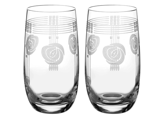 Mackintosh Inspired Hi Ball Long Drink, Water, Gin Or Cocktail Glasses - Set Of 2