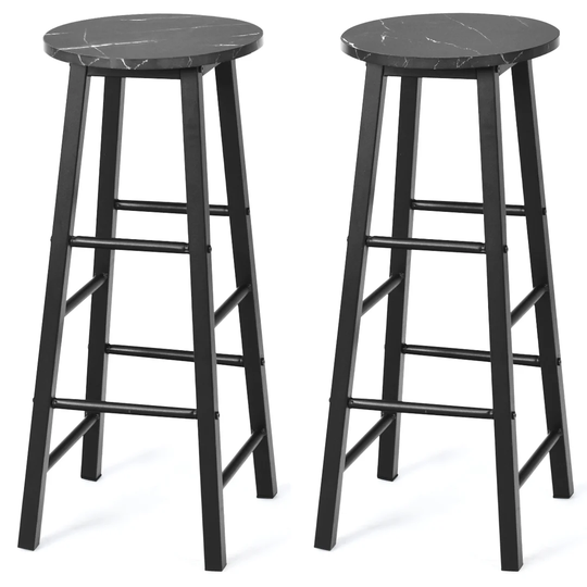 Pub Height Bar Stools Set Of 2 Rustic Faux Marble Bar Stools