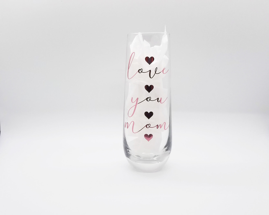 Mothers Day Love You Mom Glass Flutes | Gifts For Champagne Glasses