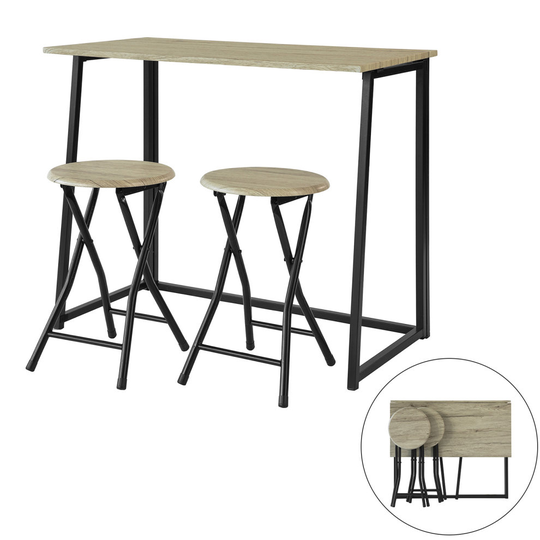 SoBuy® OGT18-N, 3 Pieces Bar Set-Folding Bar Table and 2 Folding Stools