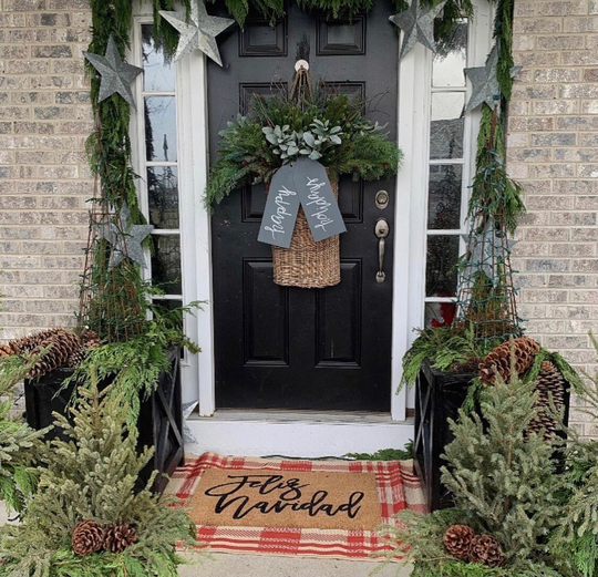 Feliz Navidad Doormat, Spanish Merry Christmas Holiday Door Mat, Welcome Outdoor Entryway Gift Decor Reindeer