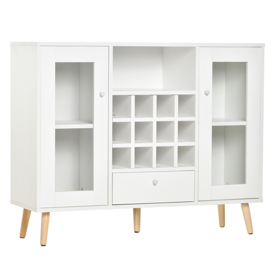 HOMCOM Modern Sideboard Storage Cabinet Kitchen Cupboard Dining Bar Server w/Glass DoorsDrawer & 12-Bottle Wine Rack for|Aosom Ireland