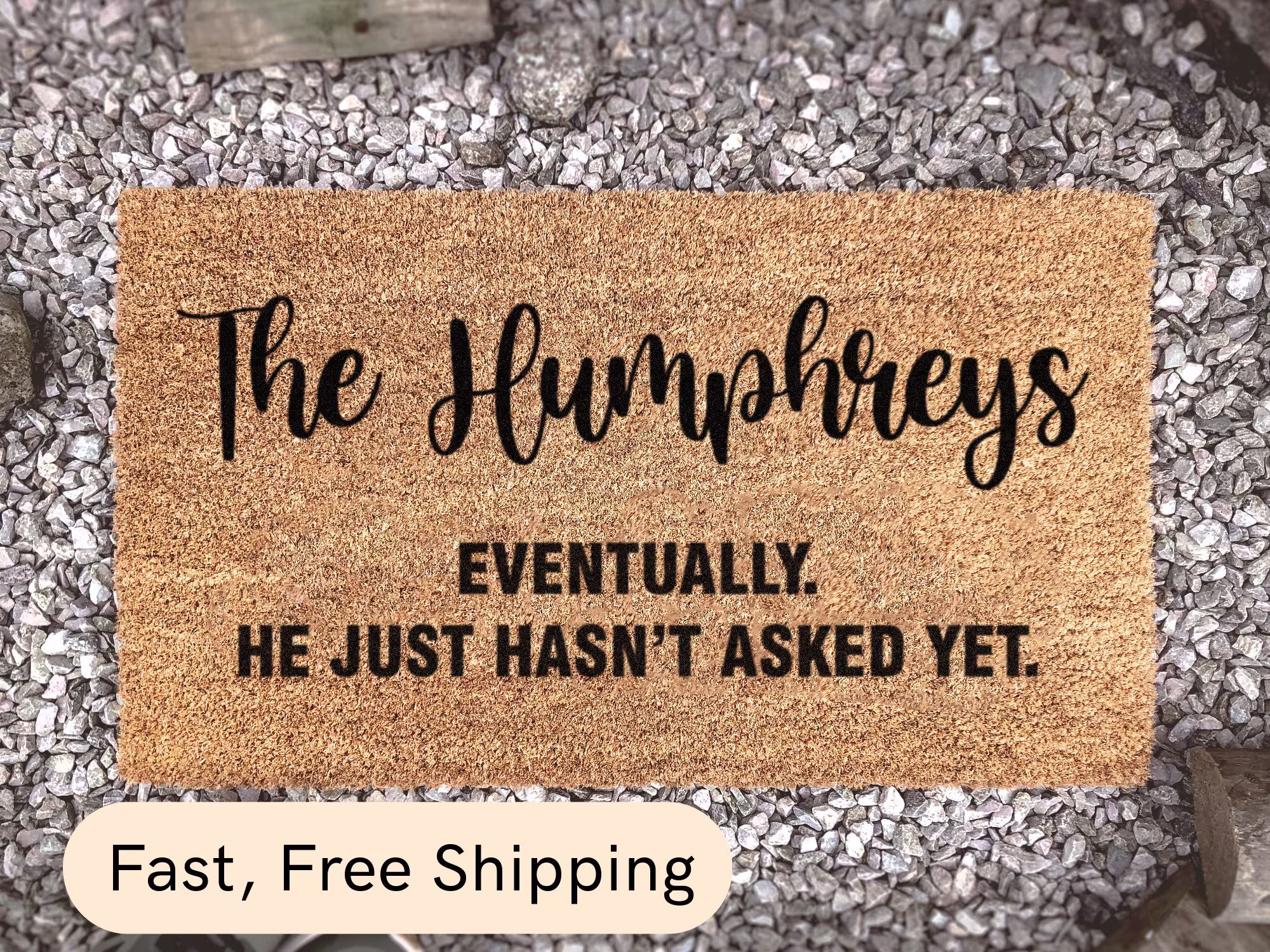 Eventually Door Mat - He Just Hasn't Asked Yet Customized Couple Name Doormat Personalised Family Wedding Gift Engagement