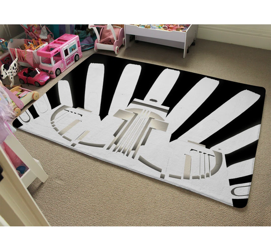 Pascale Art Deco Skyscraper Designer Shaggy Black/White Rug