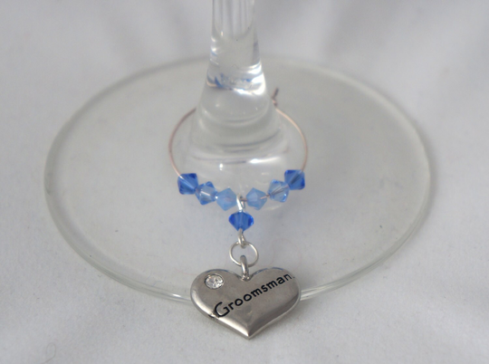 Wine Charm - Glass Groomsman Wedding Favours
