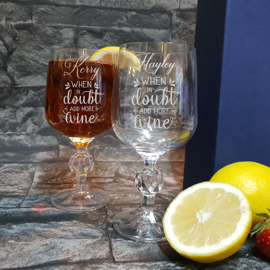 Personalised Wine Glasses, Glass, Bridesmaid Gift, Engraved Customised Etched Glass