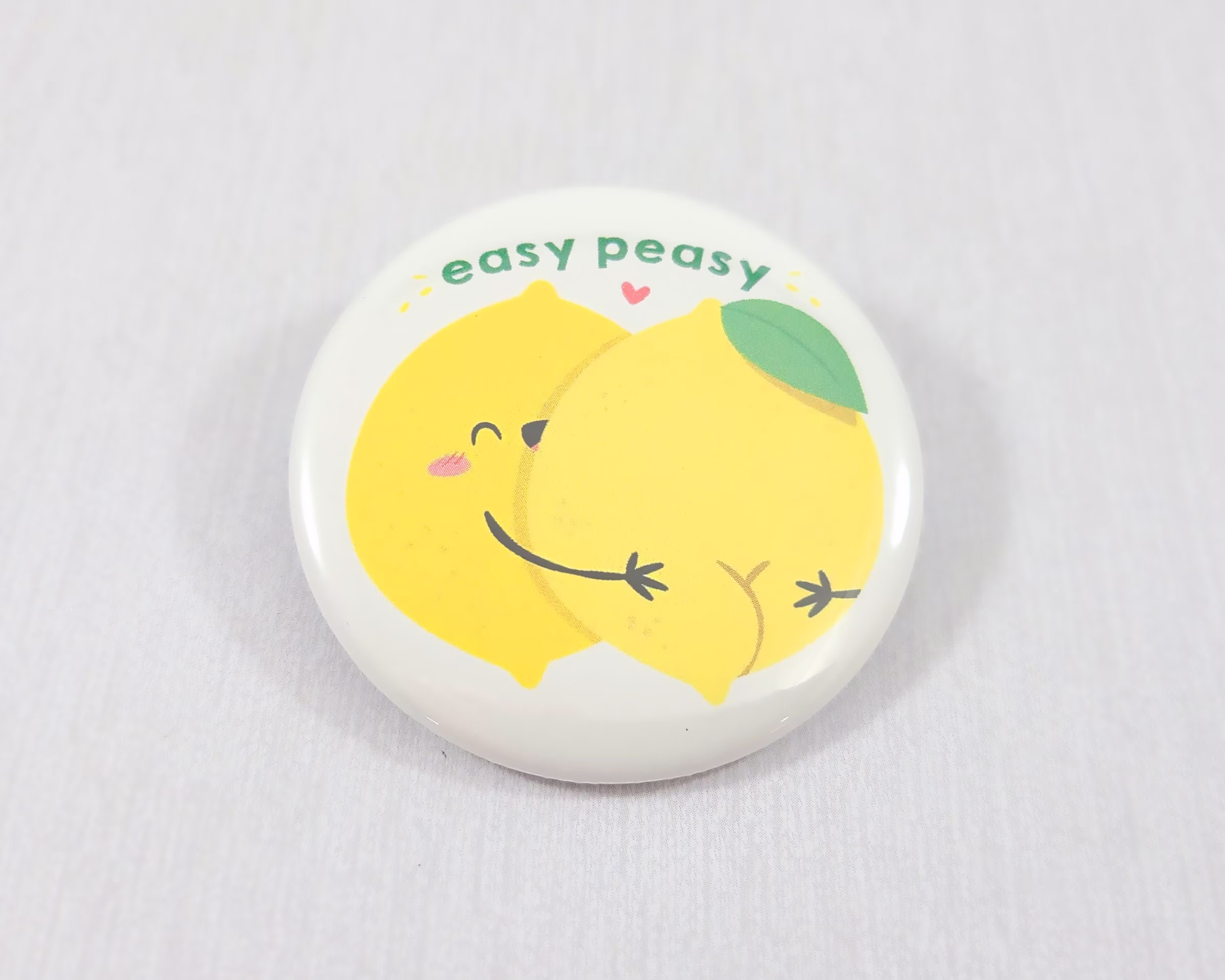 Lemon Easy Peasy Button, Bb057, Funny Magnet, Pinback Backpack Accessory, Kawaii Lemons, Best Friend Gift, Small Foodie Gift