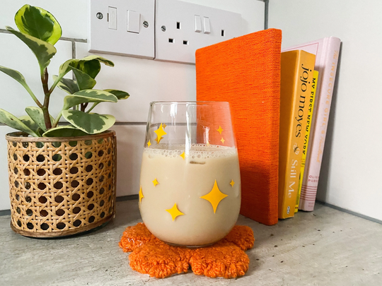 Sparkle Star Drinking Glass/Iced Coffee Cup Aesthetic Stemless Wine Gin Cute Glasses