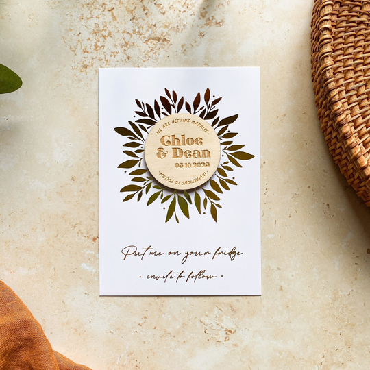 Retro Save The Date Magnet, 70S Wooden Dates, Personalised Magnet Dates, Vintage Date Magnets