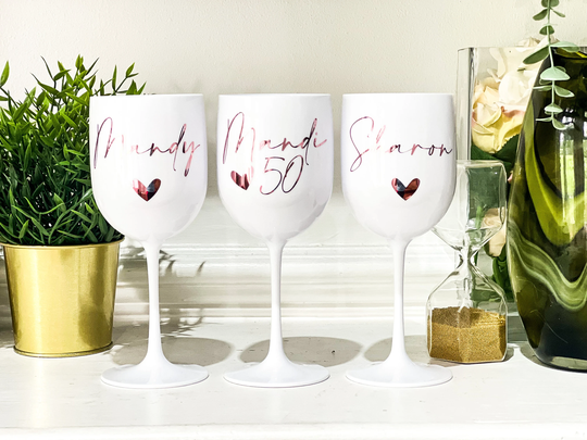 Wine Gin Glass Plastic Reusable & Personalised | Hen Do Cup Wedding Gifts Bridal Party Birthday Glasses Celebration