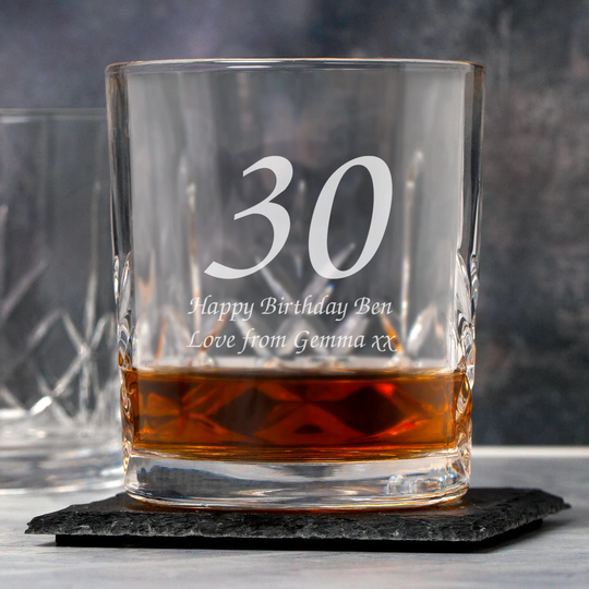 Personalised Age Birthday Crystal Panel Tumblers Whisky Glass Gifts Ideas Presents For Mens Dad Him His Double Single Christmas