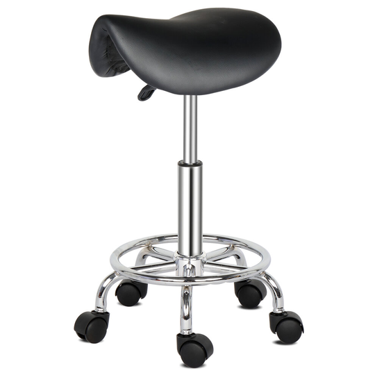 (Black) Salon Stool Massage Spa 360° Swivel Bar Chair