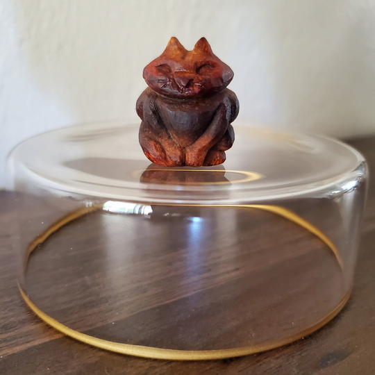 El Avogato Cat Hand Carved Avocado Pit Seed Magnet Pendant Lucky Charm