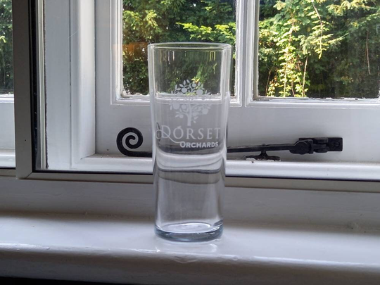 Branded Vintage Beer Glass. Dorset Orchards Pint Glass Bar Ware