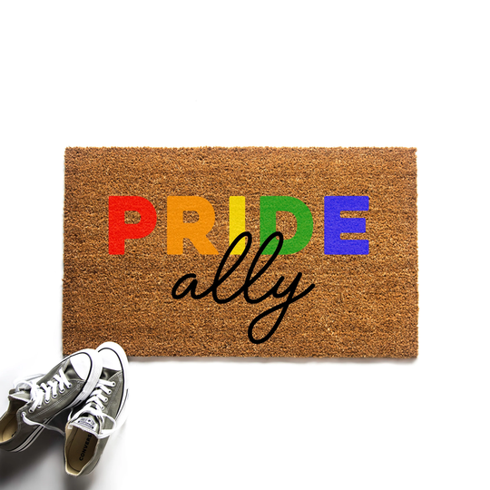 Pride Ally Rainbow Doormat, Lgbtq Friendly, Equality Welcome Mat, Housewarming Gift
