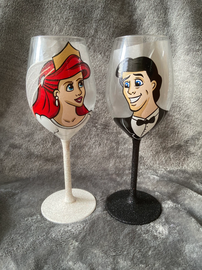 Wedding Ariel & Eric Hand Painted Wine Glasses