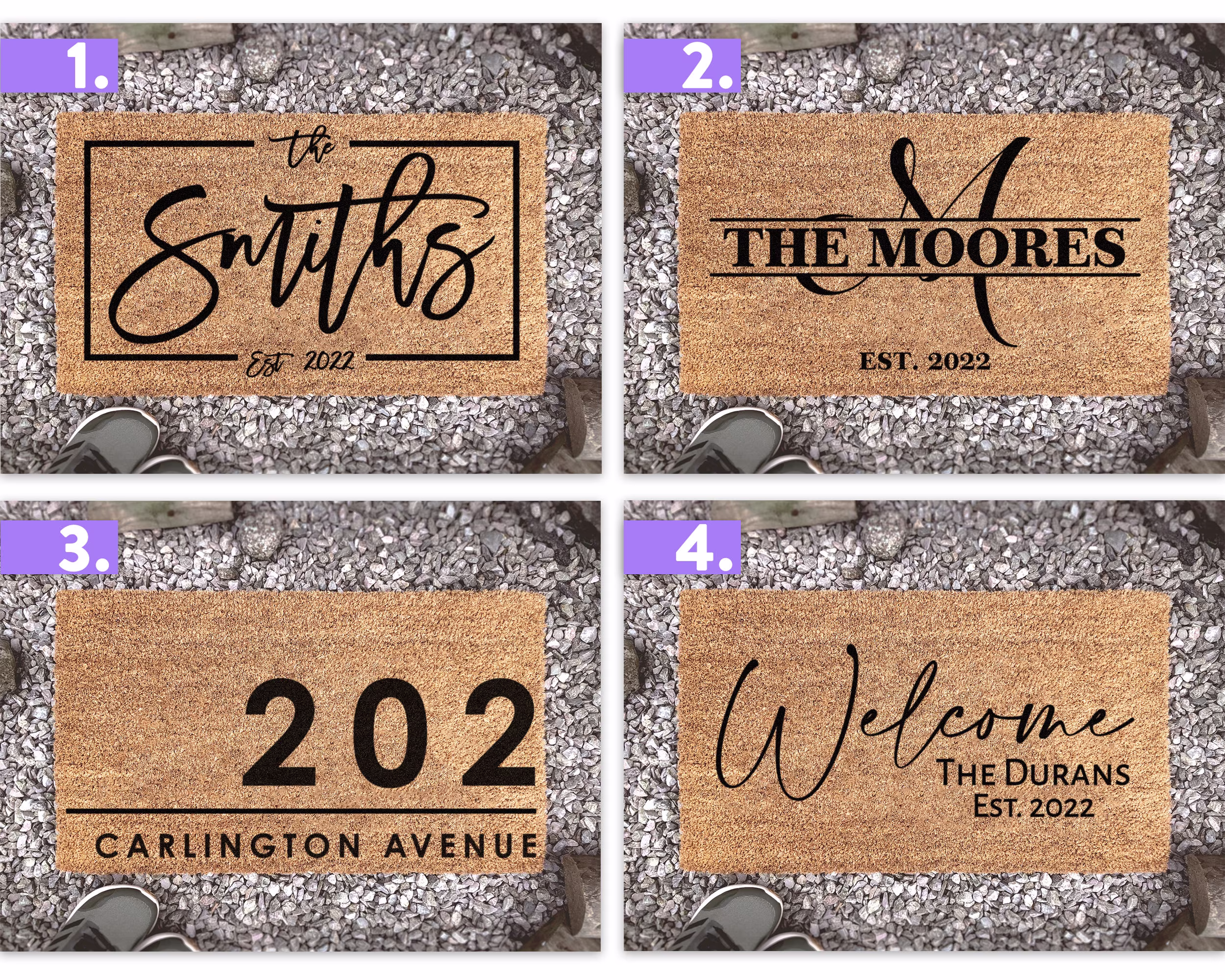 Personalized Door Mat - Custom Doormat Welcome Mats Housewarming Gift Wedding Closing Front