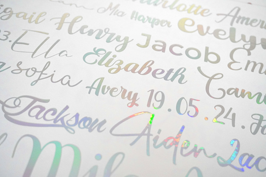 Holographic Vinyl Name Decals, Wide Style & Colour Selection, Great For Party Gifts, Personalized Stickers, Custom Labels