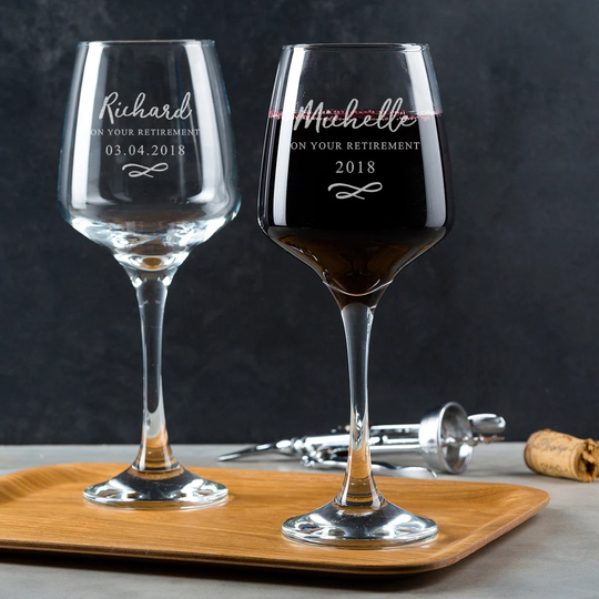 Personalised Wine Glass - Personalized Retirement Gift For Woman Unique Engraved Retired Mom