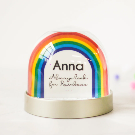 Joshue Personalised Rainbow Snow Globe