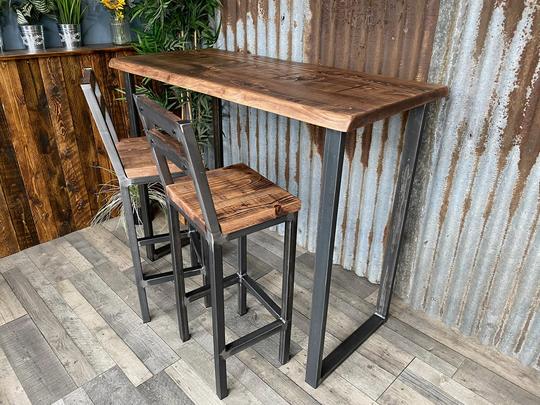 Live Edge Breakfast Bar, Poseur Table Industrial-Style, Breakfast Bar With Matching Stools Available