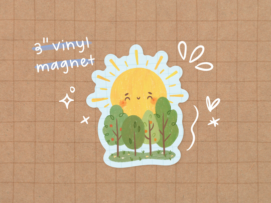 Sunrise Vinyl Magnet | Kawaii - Cute Tree Stationery Waterproof Sticker Plant