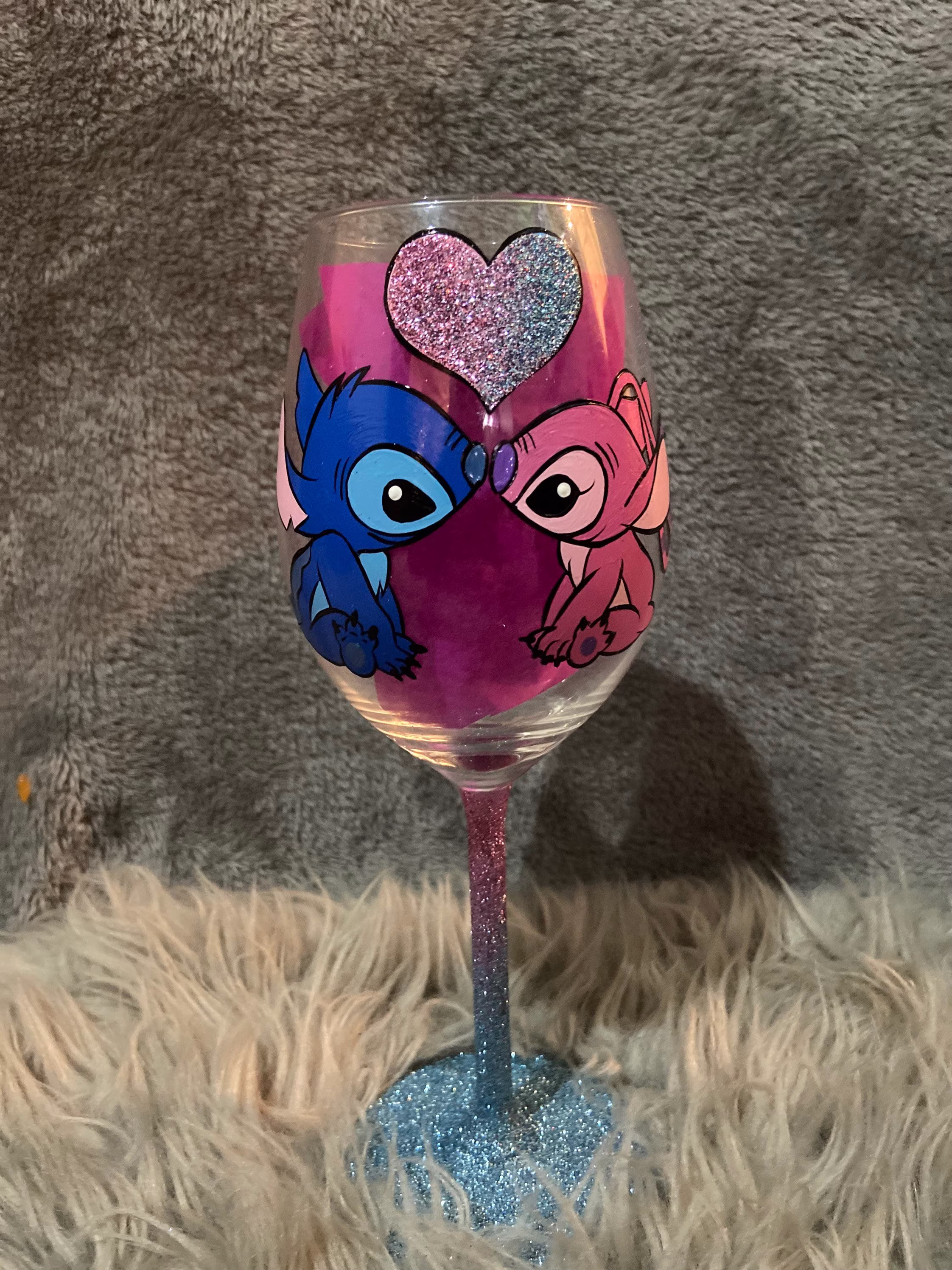 stitch & Angel Handpainted Wine Glass